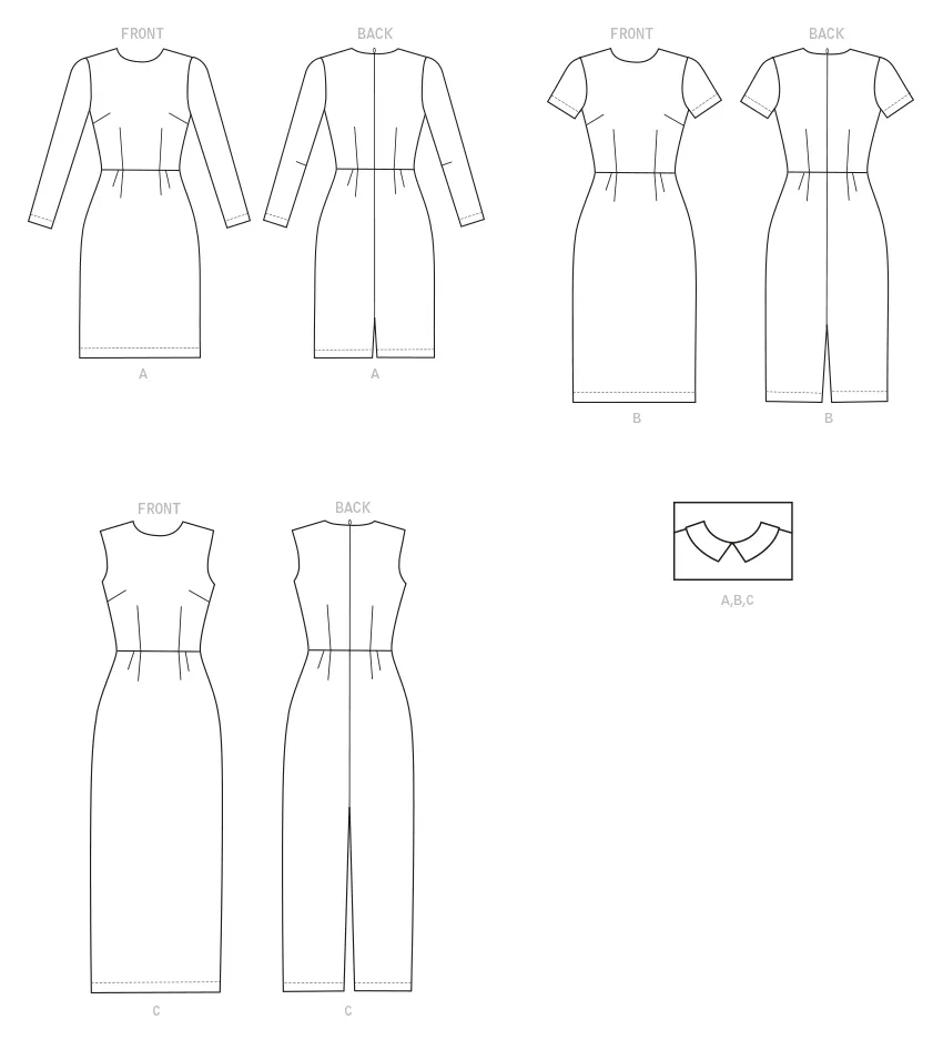 Butterick Pattern B6849 Misses' Fit Pattern Dresses & Optional Collar