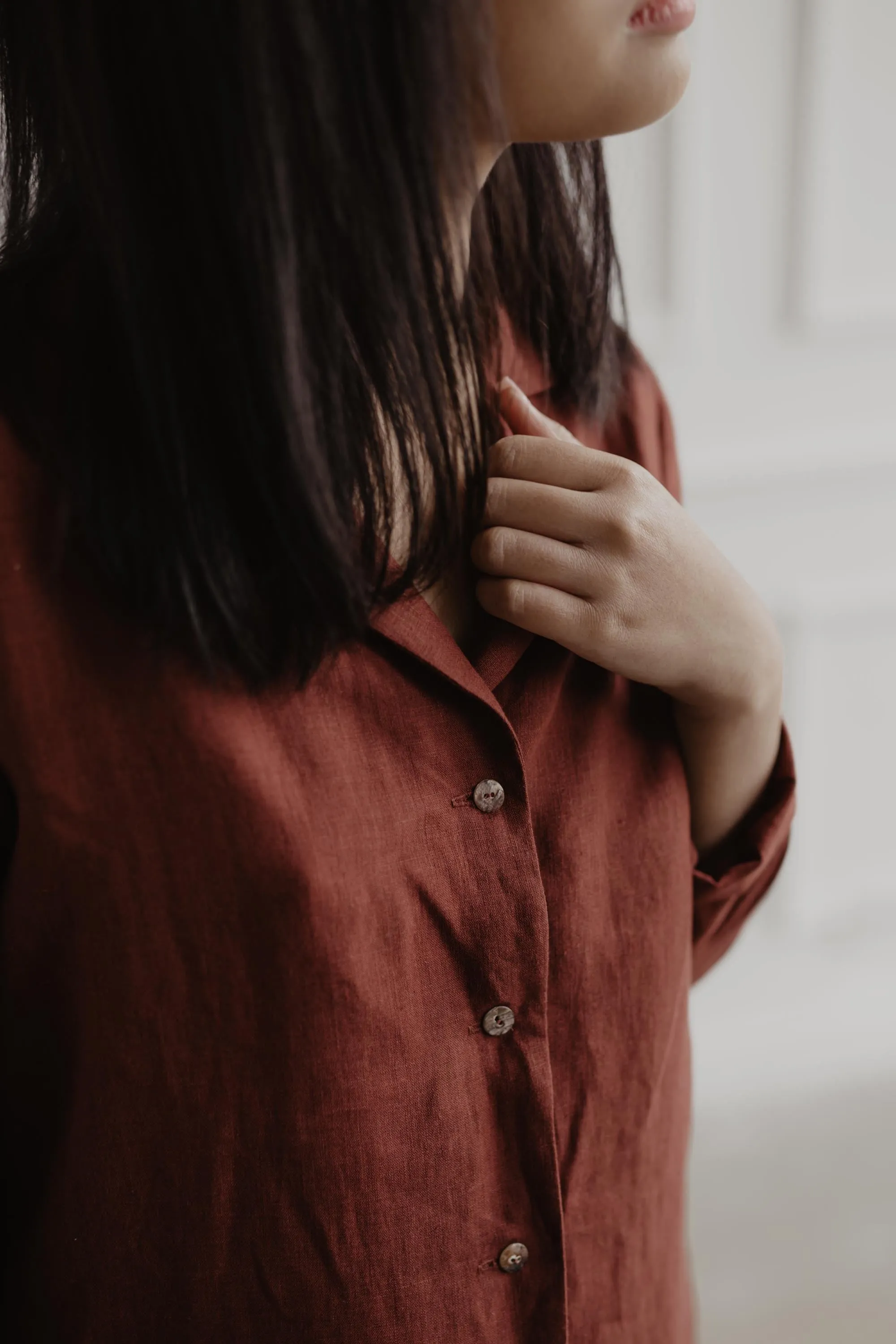 Long Sleeve Pajama Set Nightly - Terracotta