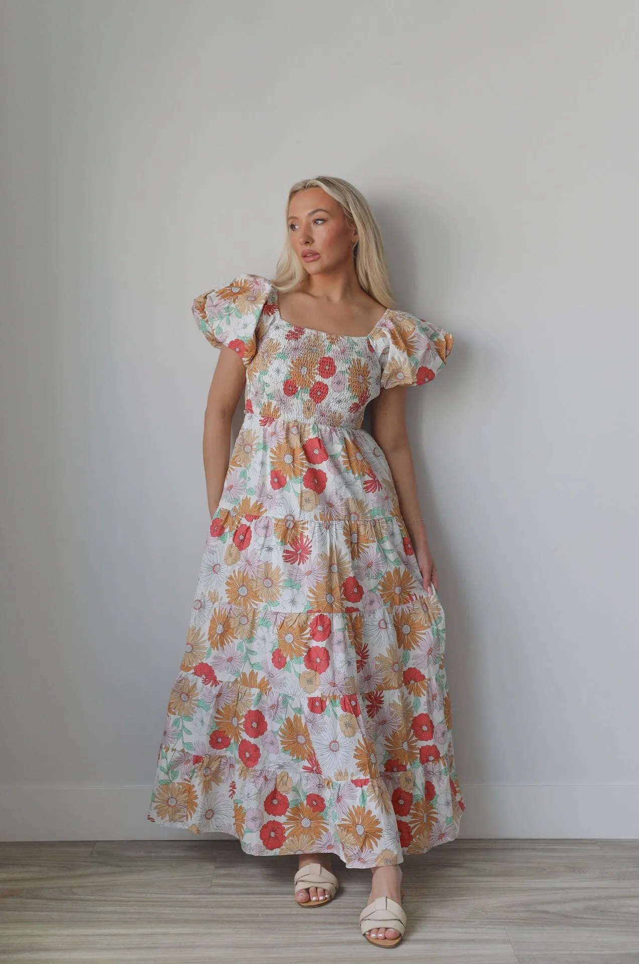 Smocked Floral Maxi Dress