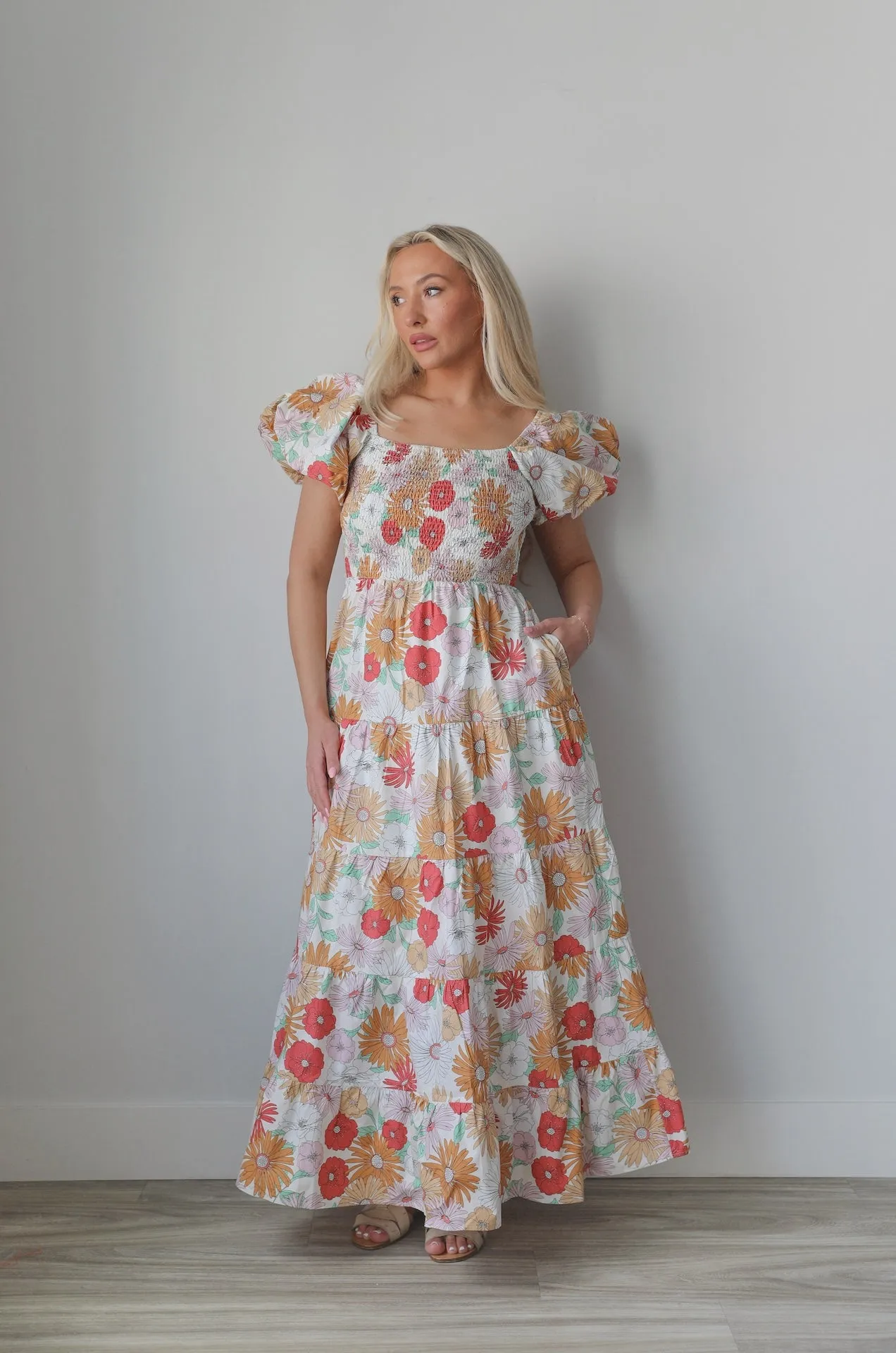 Smocked Floral Maxi Dress