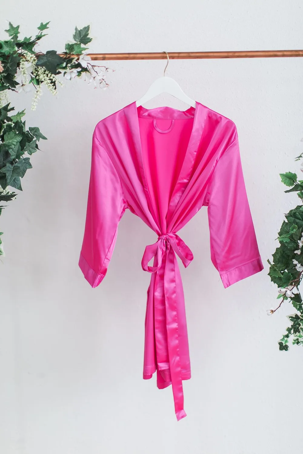 Solid Hot Pink Satin Bridesmaid Robe