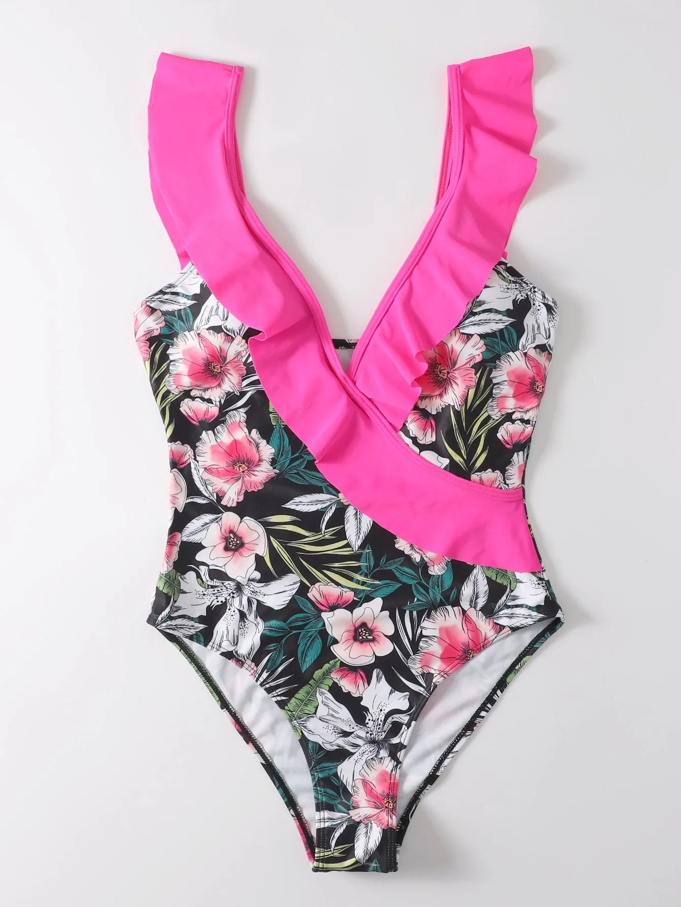 Vacation Tropical V Neck Women One-Pieces
