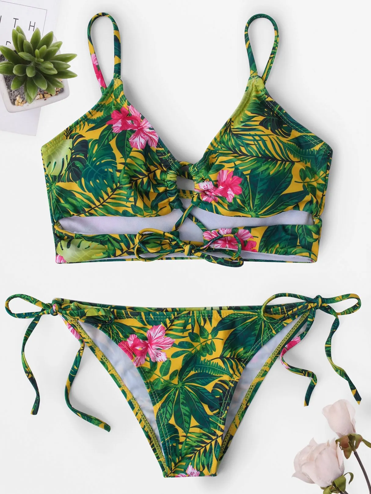 Wholesale Deep V-Neck Sleeveless Floral Print One-Pieces