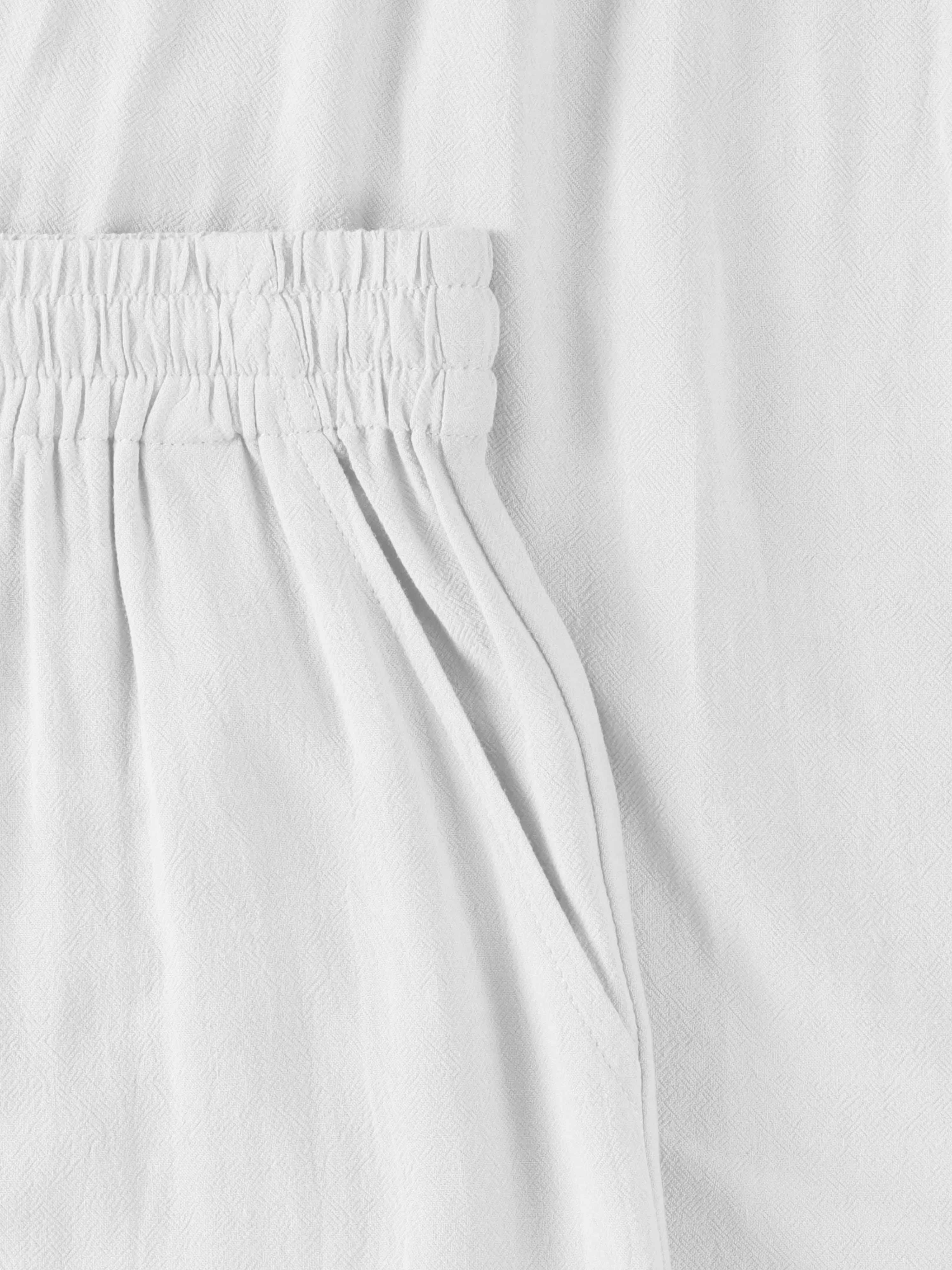Womens Premium Capri Linen Pants Relaxed Fit Elastic Waist Cropped Trousers with Pockets