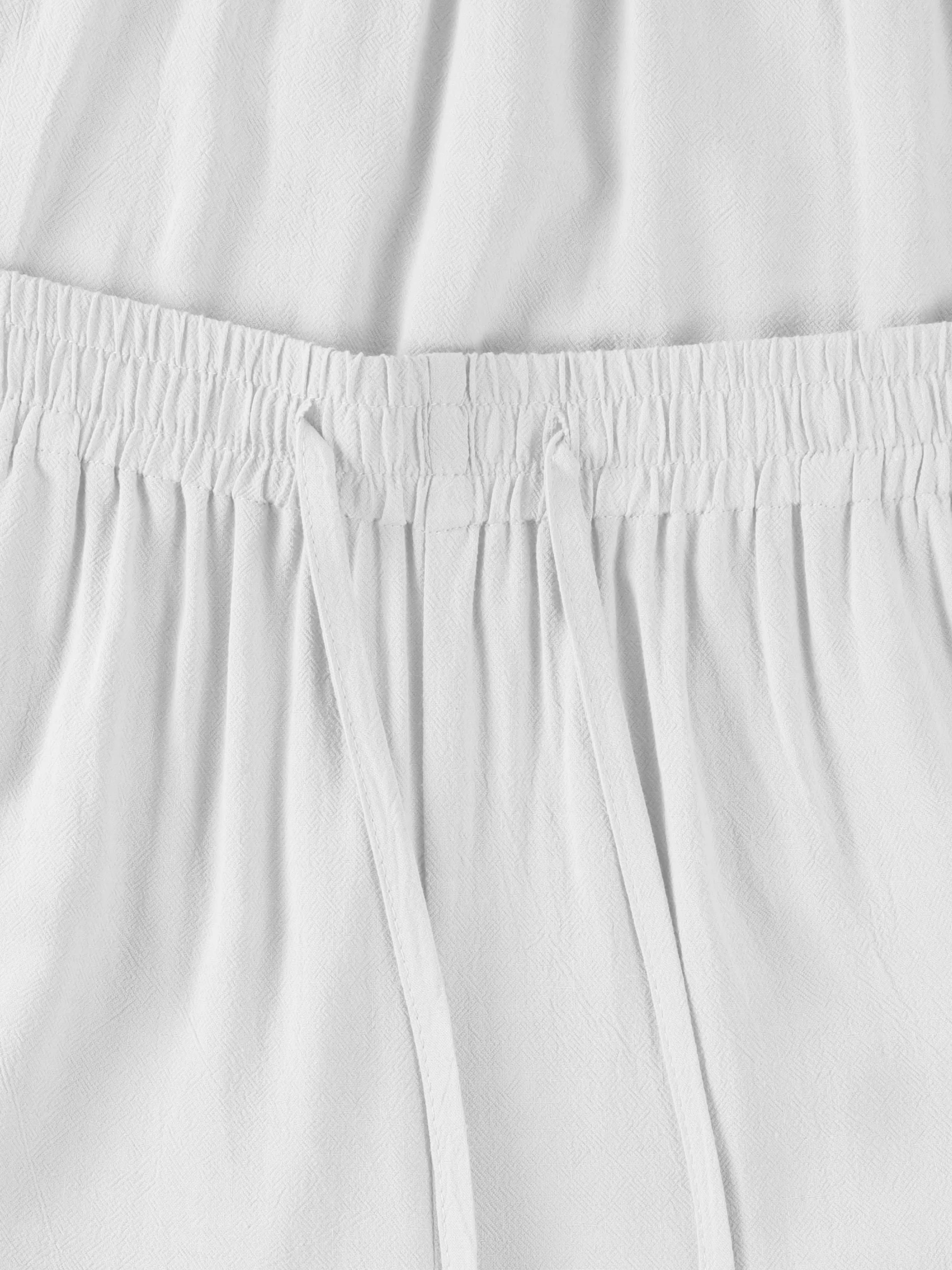 Womens Premium Capri Linen Pants Relaxed Fit Elastic Waist Cropped Trousers with Pockets